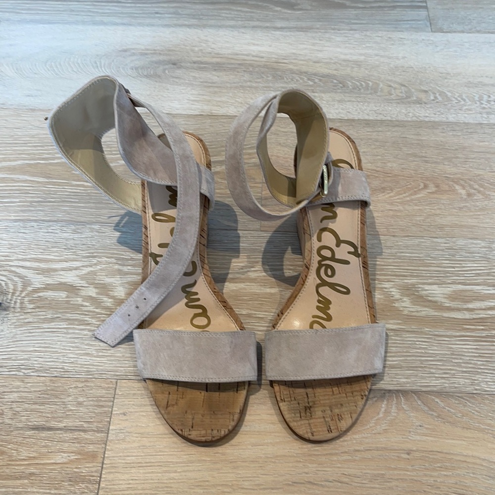 Sam Edelman Cork and Suede Wedge Sandals